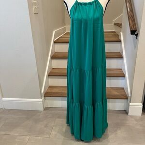 Chic Teal Halter Maxi Dress